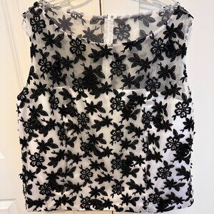 Sleeveless White and Black Victoria Roye Formal Top